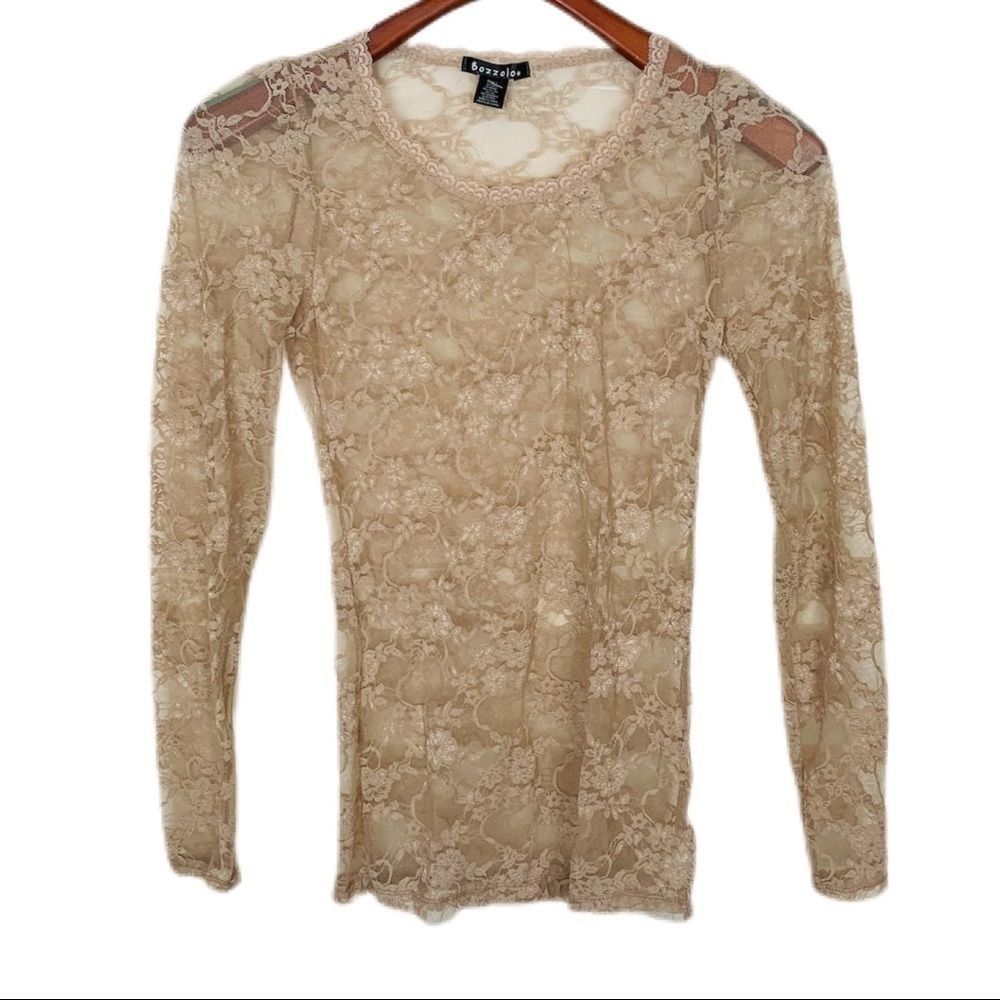Sheer long lace top taupe from Buckle size small